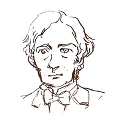 マイケル・ファラデー_Michael Faraday_偉人_セピア_単色_イラスト_白黒_物理学_物理学者_イギリス_人物_ベクター_カット_挿絵