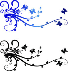 vector drawing plant flowers and butterfly design background 
