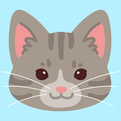 Obraz premium Simple and adorable Gray Tabby cat face flat colored