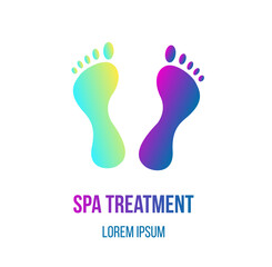 Fototapeta na wymiar Colorful Spa Footprints Icon Template. Feet therapy vector art.