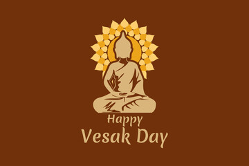Happy Vesak day. Vesak or Waisak day vector illustration. Suitable for greeting card, poster and banner 
