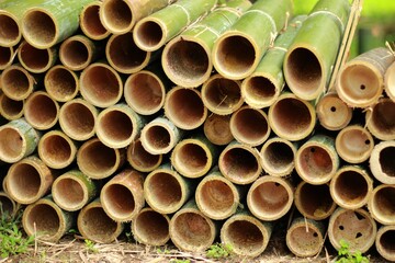stack of bamboo pipes