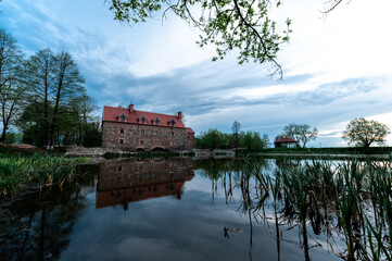 Old stone mill of the 19th century in the village of Dvorishche