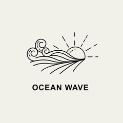 line art Ocean wave logo illustration