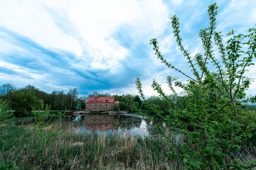 Old stone mill of the 19th century in the village of Dvorishche