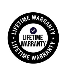 lifetime warranty vector icon isolated on white background, black in color