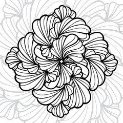 Vector abstract black and white floral square motif
