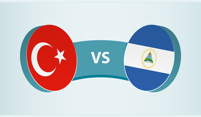 Turkey versus Nicaragua, team sports competition concept.