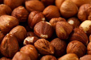 Healthy organic Hazelnuts walnut. vegetarian food. background