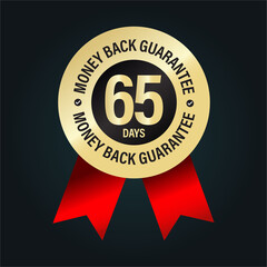65 days money back guarantee. premium vector stamp
