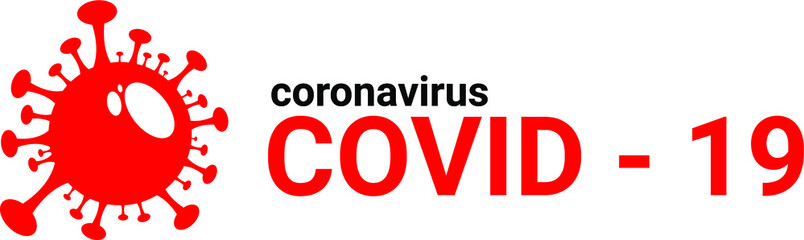 corona virus logo  written in red and black