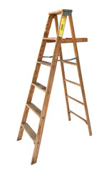 Old  wooden  ladder  on white background