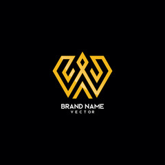 Abstract Gold Monogram W Logo Design