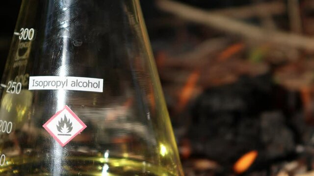 isopropyl alcohol,a flammable chemical in a laboratory