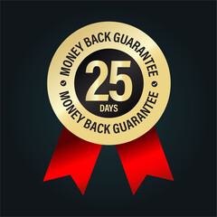 '25 days money back guarantee'  golden vector  icon, eCommerce abstract