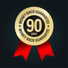 90 days money back guarantee isolated on dark background