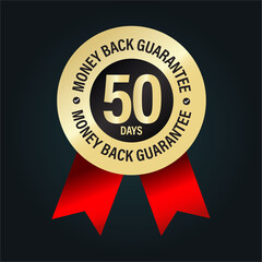 50 days money back guarantee, golden premium vector badge