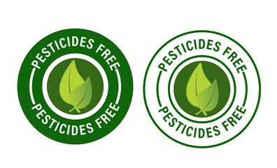 pesticides free vector icon with leafs. organic product abstract - obrazy, fototapety, plakaty