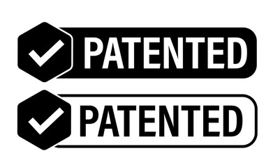 patented vector icon with tick mark 