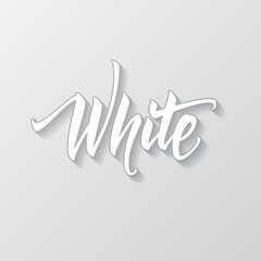 White. Hand drawn lettering, vector calligraphy text.