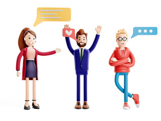 Business teamwork concept. Cartoon characters. A working team of professionals. Coworking office 3d illustration.