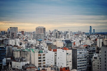 city skyline at sunset