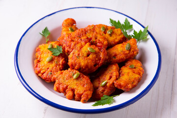 Pumpkin Fritters. Traditional recipe to celebrate autumn and halloween.