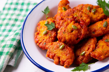 Pumpkin Fritters. Traditional recipe to celebrate autumn and halloween.