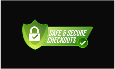 safe and secure check out vector icon. safe shopping abstract. security  - obrazy, fototapety, plakaty