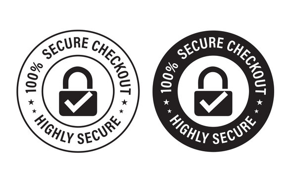 Safe Online Shopping Abstract, Highly Secure, 100% Secure Checkout Vector Icon Set