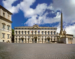 Fototapeta na wymiar Rome, View to the Quirinal Square with the obelisk and the Palazzo della Consulta