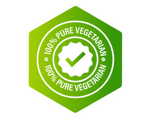 100% pure vegetarian product vector icon, green in color
