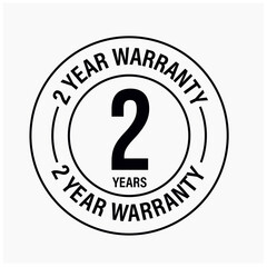 2 year warranty vector icon, black in color