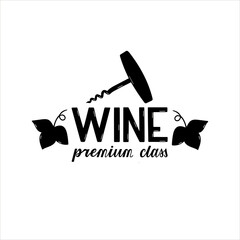Wine logo lettering. Premium class wine company logotype. Vector illustration of wine luxury symbol. Hand drawn design isolated on white background. EPS 10..