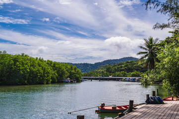 Klong Chao river on koh kood island at trat thailand.Koh Kood, also known as Ko Kut, is an island in the Gulf of Thailand