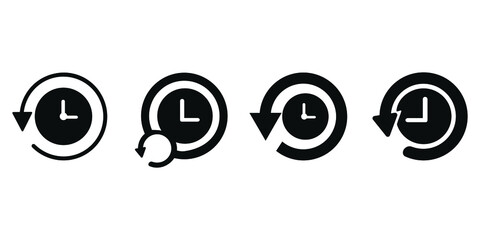 History, clock with arrow around circular line icon. Round  sign. Flat style vector symbol. Icon set