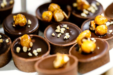 chocolate cake with nuts and raisins