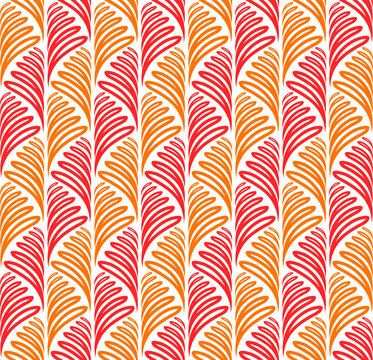 Red and yellow striped art deco floral pattern design