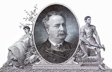 Daniel Manning, Portrait from United States of America 20 Silver Certificate 1886 Banknotes. 1886...