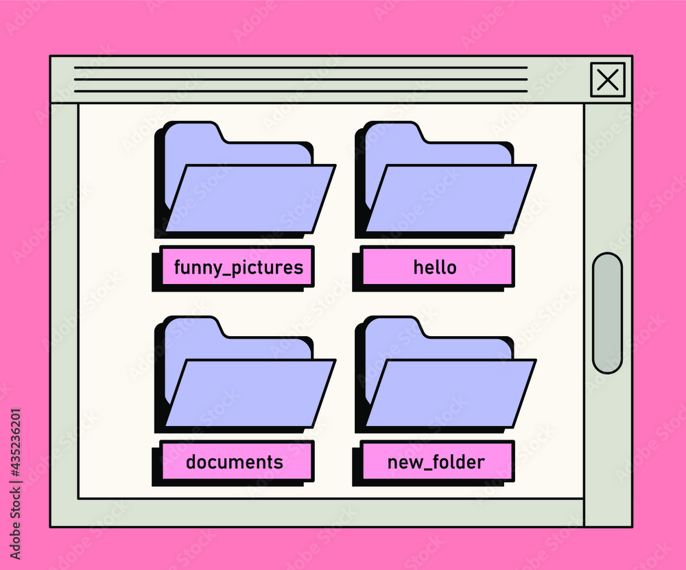 Poster user interface folder icons. vector illustration in cute cartoon style.
