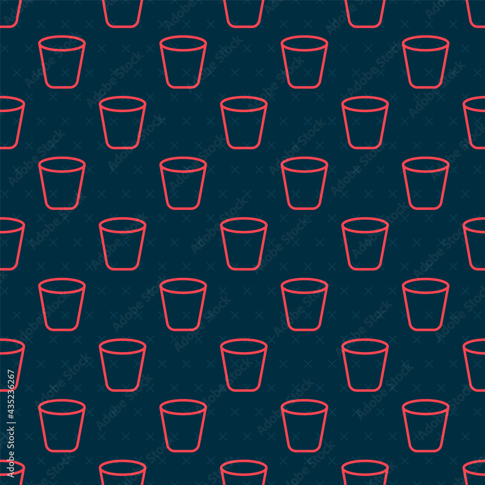 Poster red line trash can icon isolated seamless pattern on black background. garbage bin sign. recycle bas