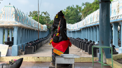 1008 Shiva Temple Salem, Tamil Nadu, India. Hindu temple complex dedicated to Shiva, with 1008 identical Nandi statue array over a hillside.