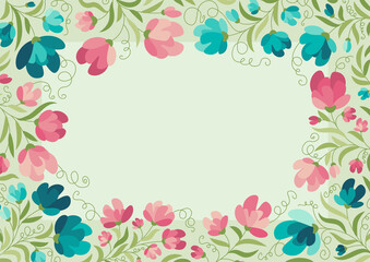 Summer flowers - vector frame, poster, banner, card, template. Summer mood. 