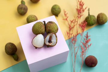 Chinese Lychee  put on background,