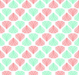 Diagonal red and blue outlined abstract floral pattern design