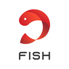 Abstract fish logo with splashing water, fresh fish icon, seafood sign, fish trade business company.Design template aquatic fishing symbol, product shop.Vector illustration.