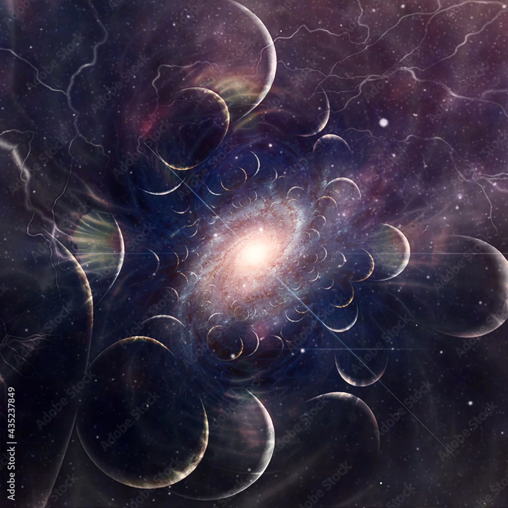 Poster deep space. 3d rendering