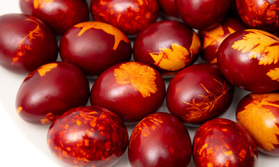 Painted eggs for Easter as a background.