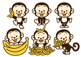 バナナ大好きおサルさんのポーズ集