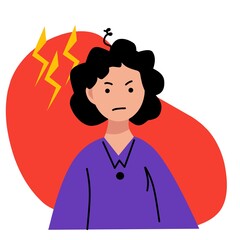 Flat Ilustration character of madness and angry girl avatar background.